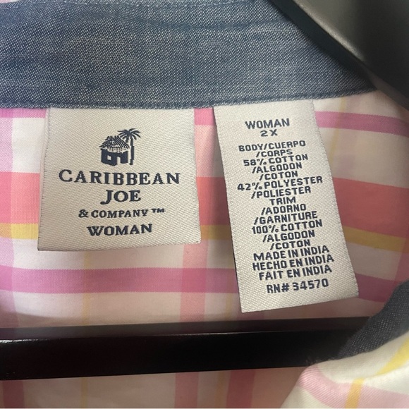 Caribbean Joe & Company  women’s button down pink/yellow/purple size 2x - Picture 6 of 6